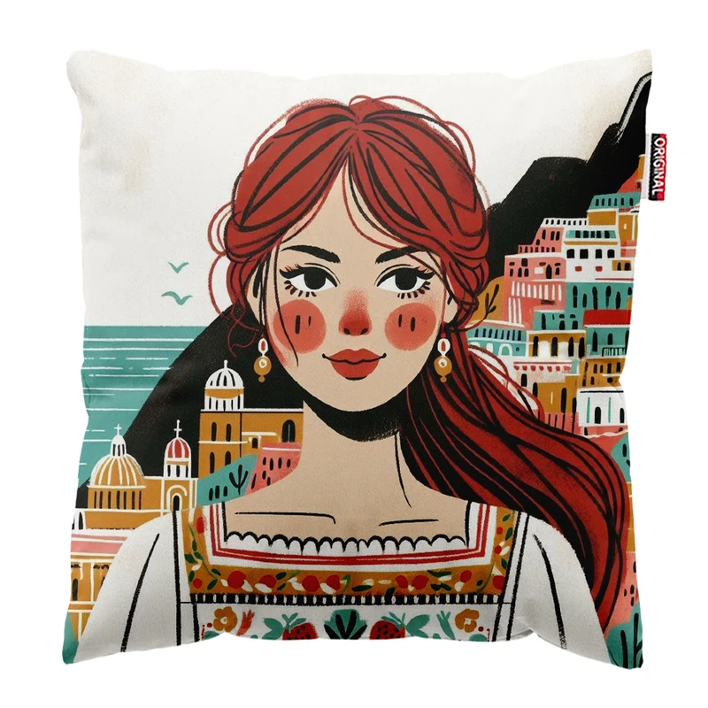 کوسن پاد آفرین مدل پرتره طرح زن کد PK302805 سایز 30*30 سانتی متر