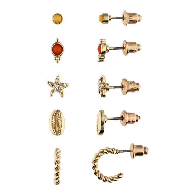گوشواره زنانه مدل Coastal studs مجموعه پنج عددی