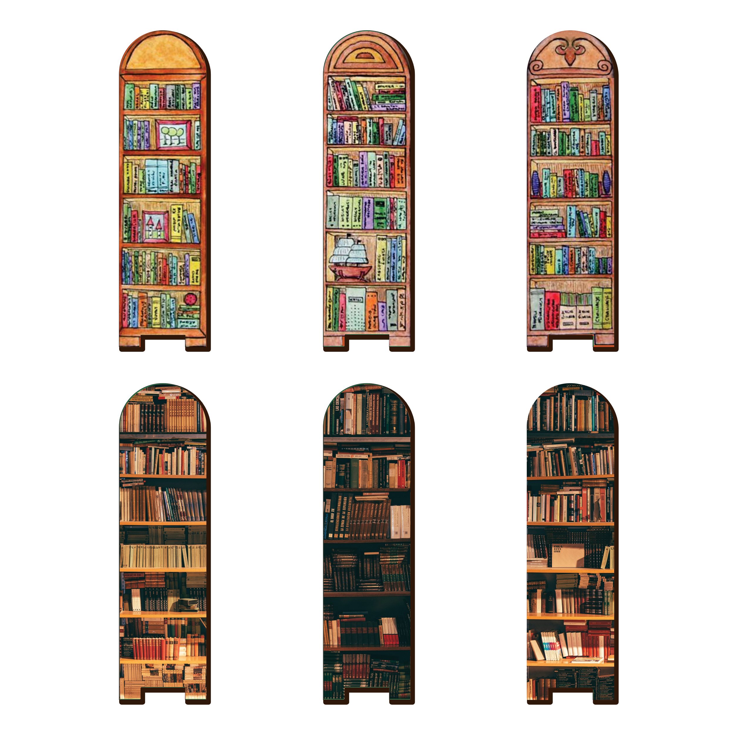 نشانگر کتاب لوکسینو مدل قفسه کتابخانه طرح کتاب لند مجموعه 6 عددی