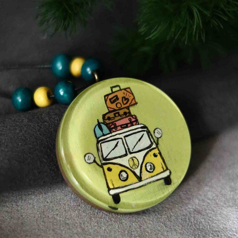 آویز گردنبند بچگانه مدل نقاشی ماشین