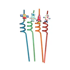 نی نوشیدنی یکبار مصرف مدل فضانورد بسته 4 عددی