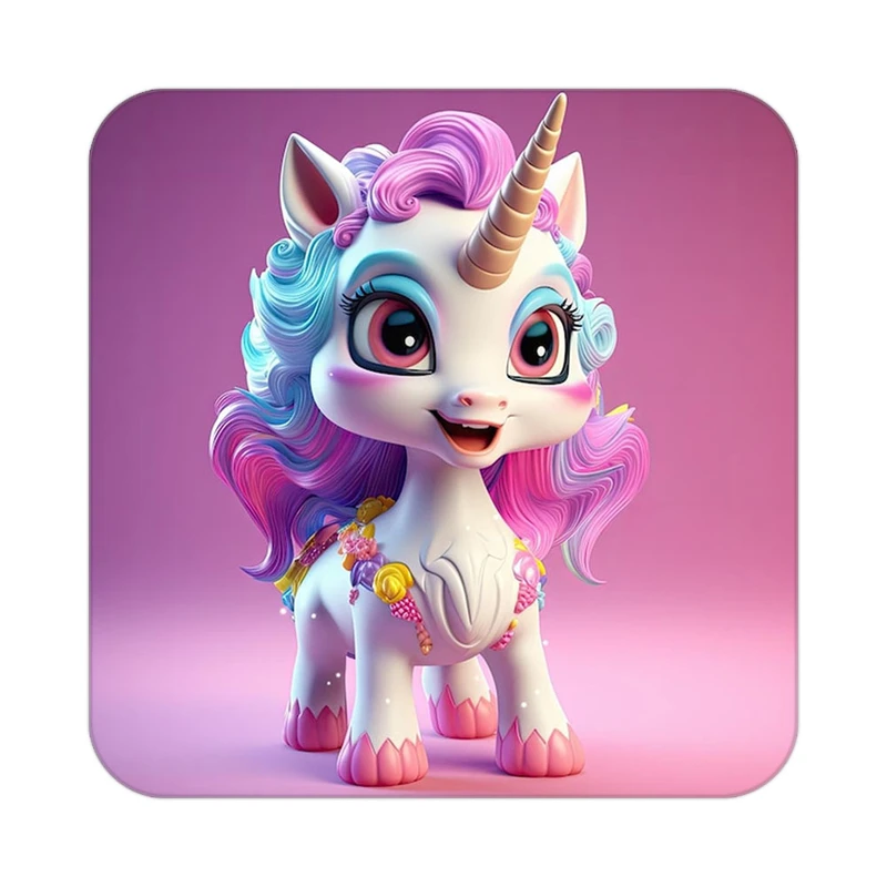 زیر لیوانی کاکتی طرح اسب تک شاخ و یونیکورن مدل mp32057