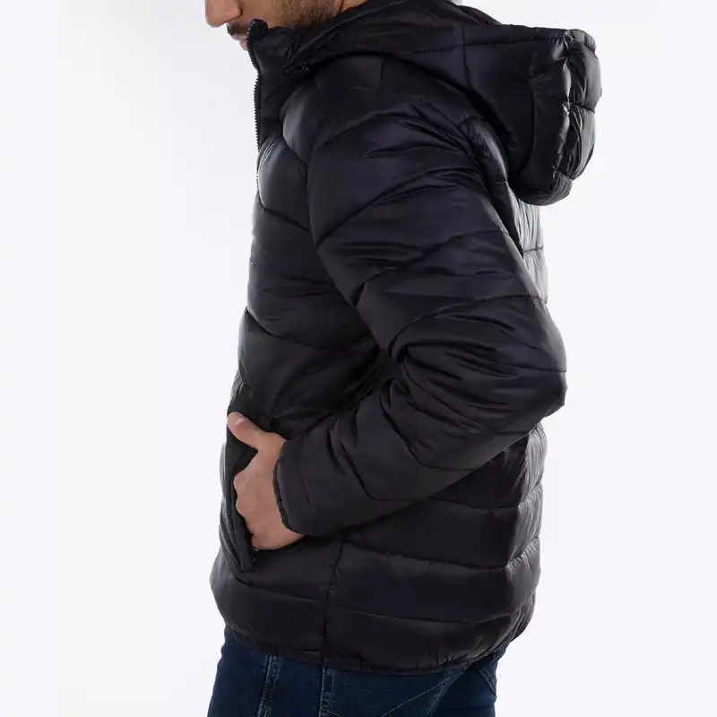 کاپشن مردانه جوتی جینز مدل کلاهدار کد 122129 رنگ مشکی