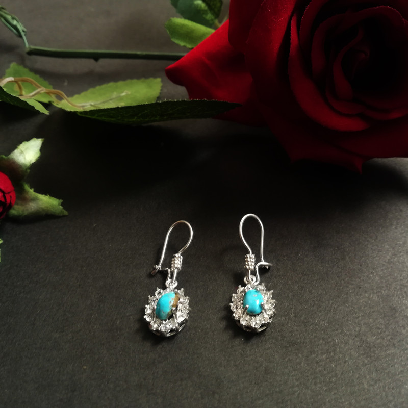 گوشواره نقره زنانه سلین کالا مدل فیروزه ce-fi9 گوشواره نقره زنانه سلین کالا مدل فیروزه ce-fi9