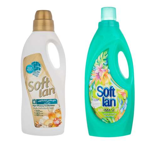 مایع لباسشویی و مایع نرم کننده حوله و لباس سافتلن مدل Aroma Soft S حجم 2 لیتر بسته 2 عددی