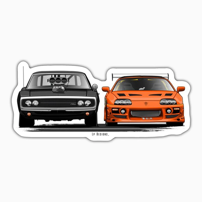 استیکر لپ تاپ و موبایل بووم طرح ماشین مدل Charger.Supra کد ZX041