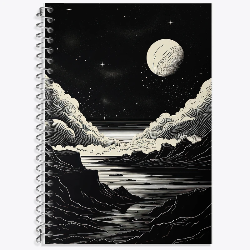 دفتر زبان 50 برگ خندالو مدل سه خط طرح ماه (Moon) کد F2698