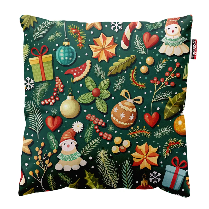 کوسن پاد آفرین مدل کریسمس بابانوئل گوزن آدم برفی کد PK402249 سایز 40*40 سانتی متر