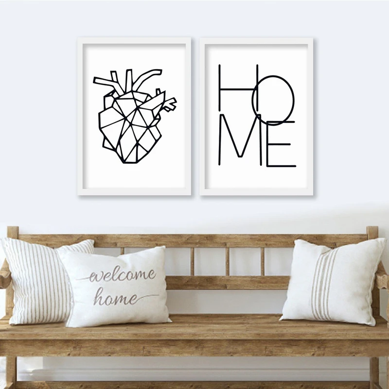 تابلو صبا طرح مدل دکوراتیو لاین آرت کد TC18w مجموعه 2 عددی