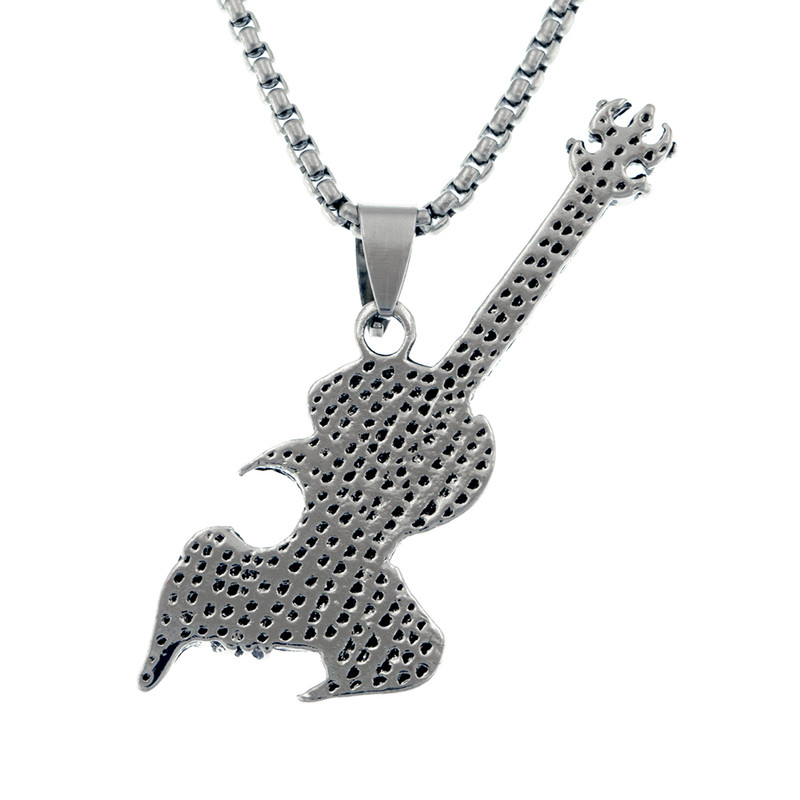 گردنبند مردانه برانت مدل گیتار و جمجمه