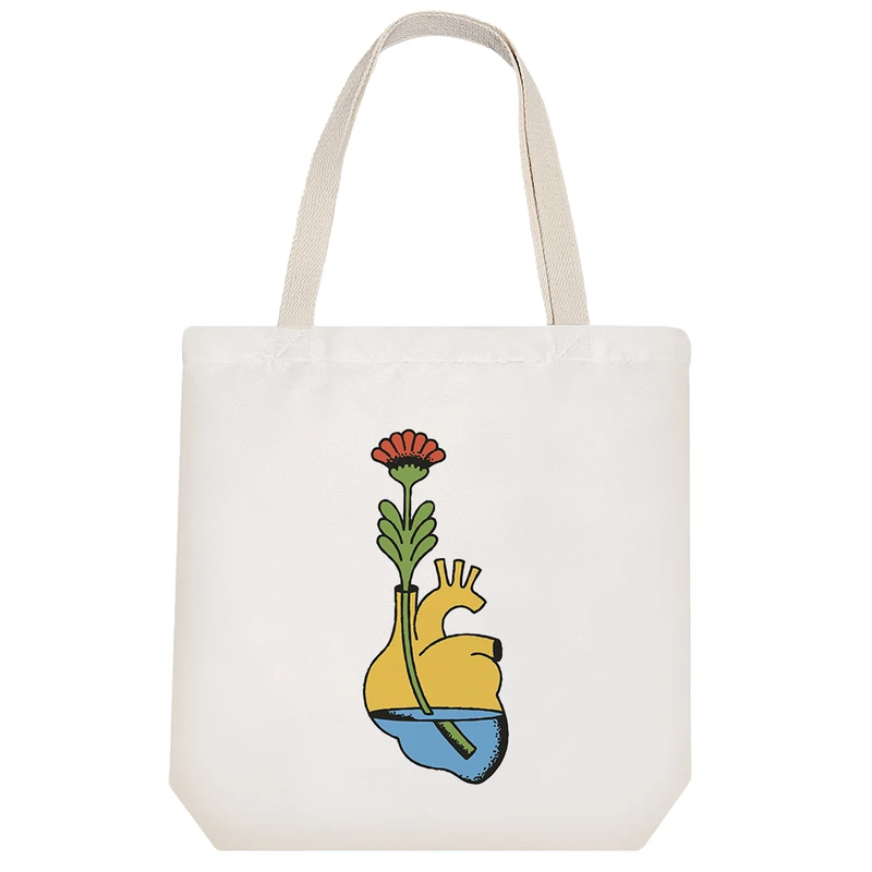 ساک خرید پارچه ای خندالو طرح گلدان قلب مدل توت بگ کد 7115