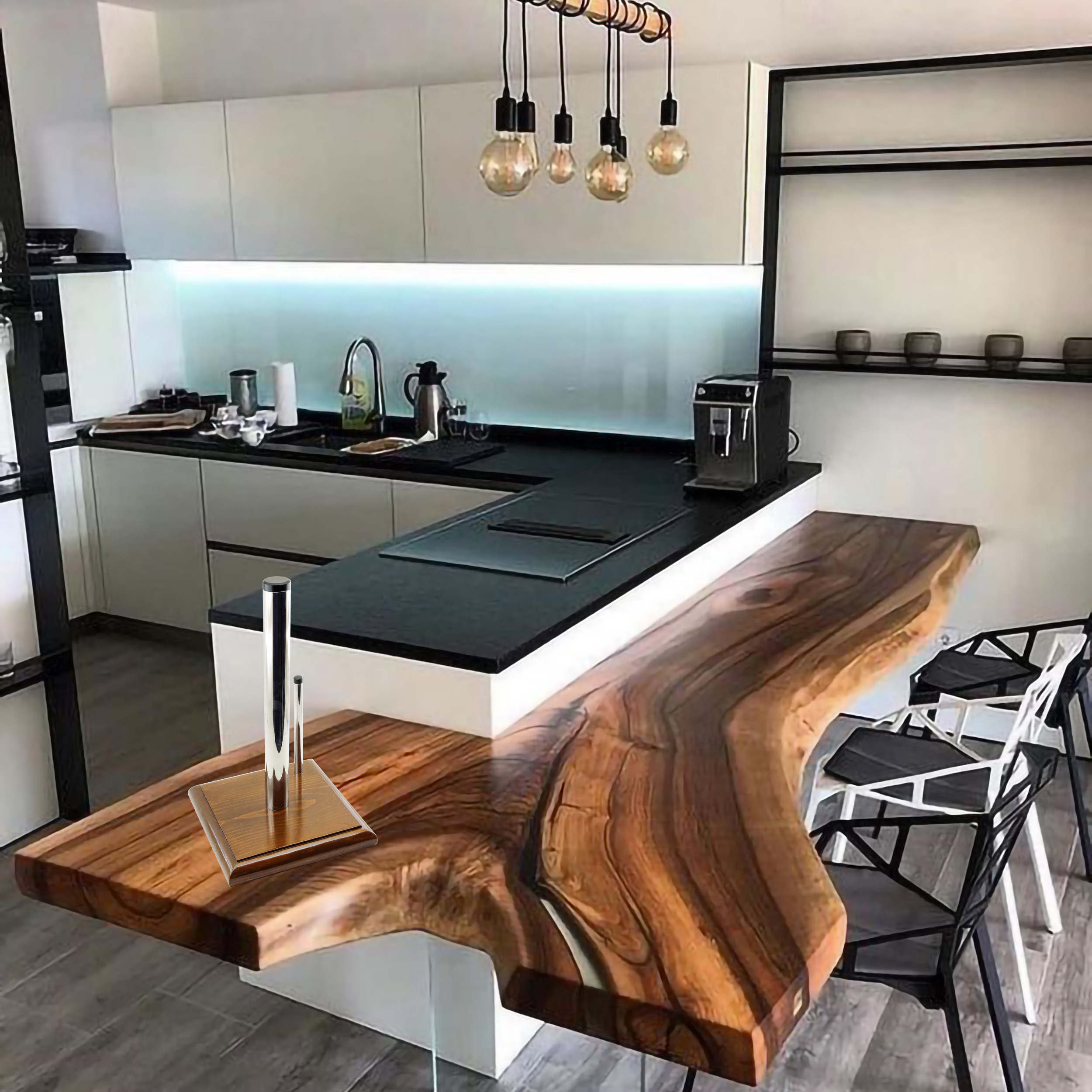 پایه رول دستمال کاغذی لوبیک مدل Steel Wood