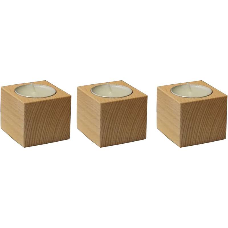 شمع وارمر مدل مکعبی چوبی بسته 3 عددی