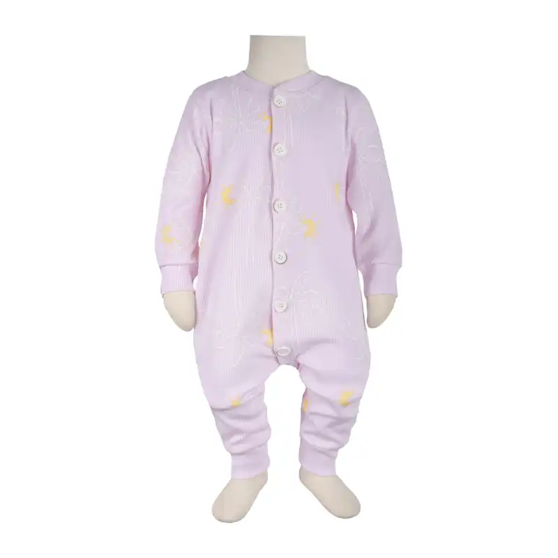 ست سرهمی و کلاه نوزادی آدمک مدل نخل کد 130023 رنگ صورتی