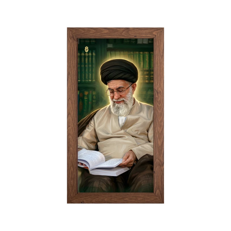 تابلو طرح رهبر شهید آیت الله سید علی خامنه ای مدل 041 فریم قهوه ای