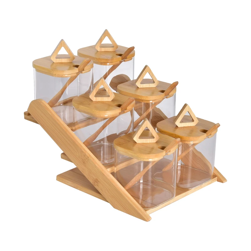 جای ادویه 7 پارچه مدل چوبی کد 200207