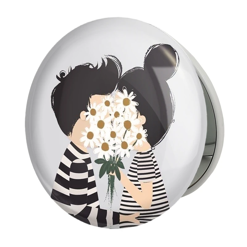 آینه جیبی خندالو طرح عاشقانه مدل تاشو کد 1875 