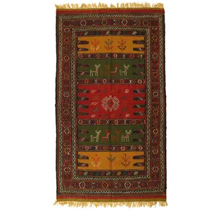 گلیم دستبافت یک و نیم متری کد 990736