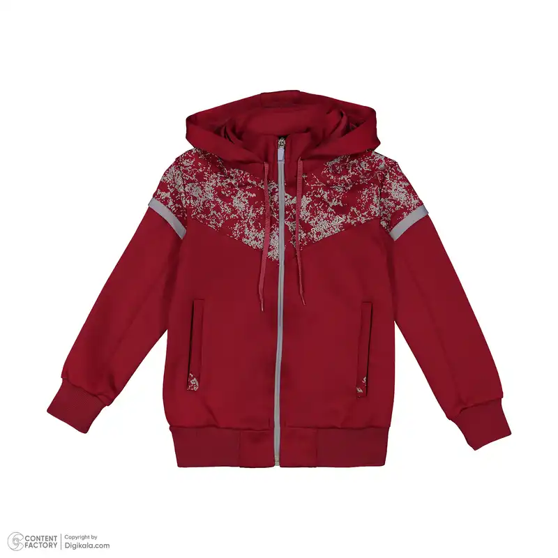 ست گرمکن و شلوار ورزشی پسرانه مدل 2024+Active رنگ زرشکی