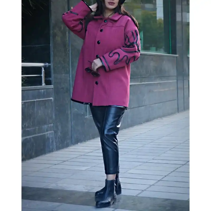 پالتو زنانه مدل چرم دوزی