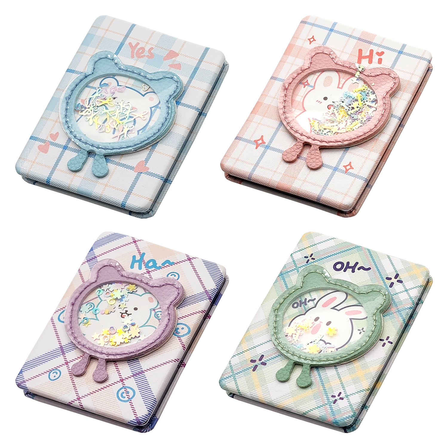 آینه جیبی مدل خرس و خرگوش طرح آکواریومی کد ZJ-MR37-5 مجموعه 4 عددی