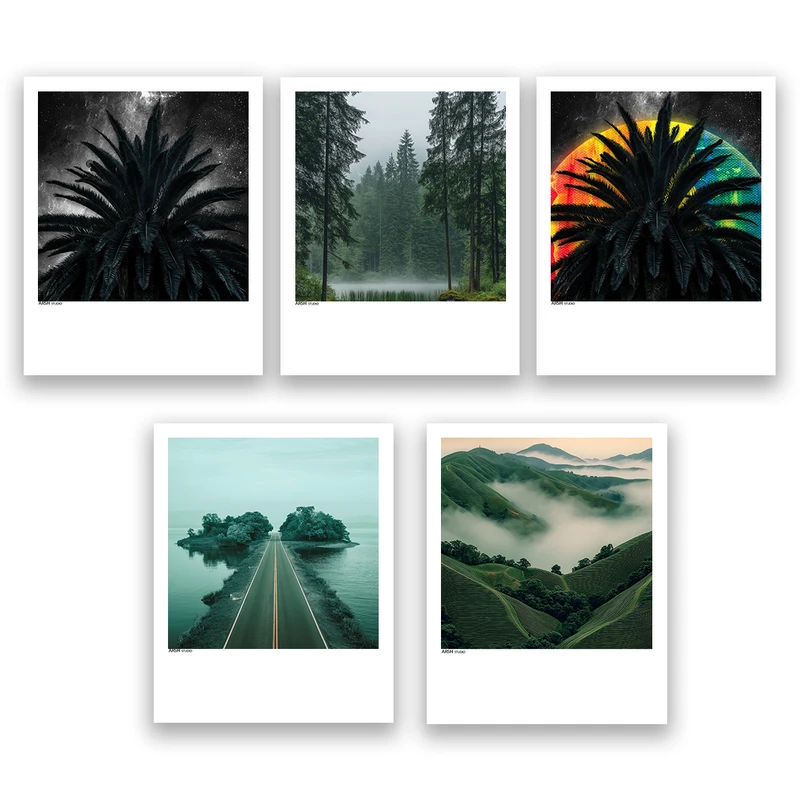 آویز تزیینی عرش مدل فانتزی منظره طبیعت کد Asa1041 مجموعه پنج عددی