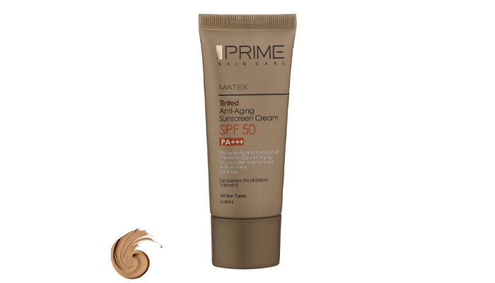 کرم ضدآفتاب رنگی پرایم SPF 50 مدل Matex Tinted Rejuvinating مناسب انواع پوست حجم 40 میلی لیتر