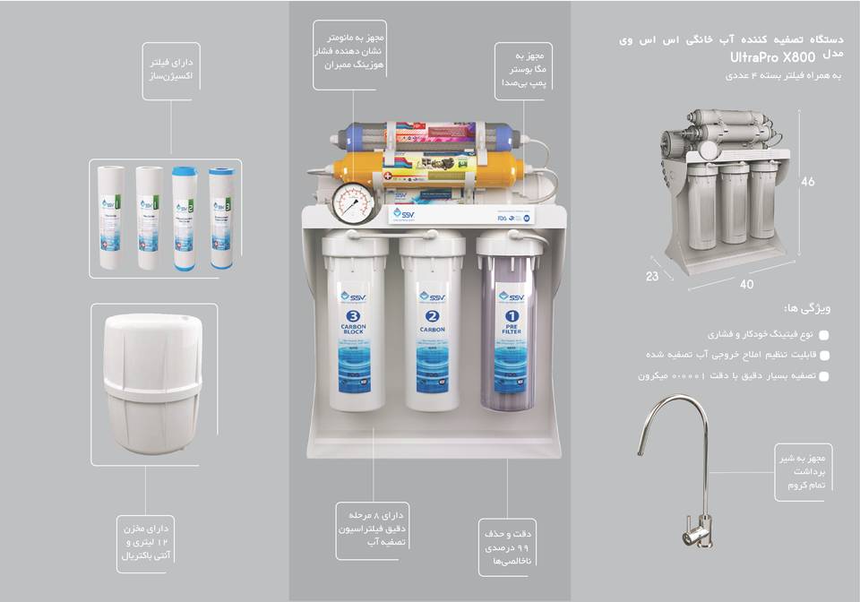 دستگاه تصفیه کننده آب خانگی اس اس وی مدل UltraPro X800 به همراه فیلتر بسته 4 عددی quality,q 70 - دستگاه تصفیه کننده آب خانگی اس اس وی مدل UltraPro X800 به همراه فیلتر بسته 4 عددی