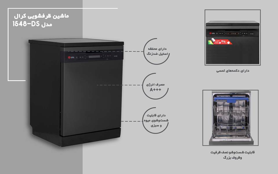 ماشین ظرفشویی کرال مدل DS-1548