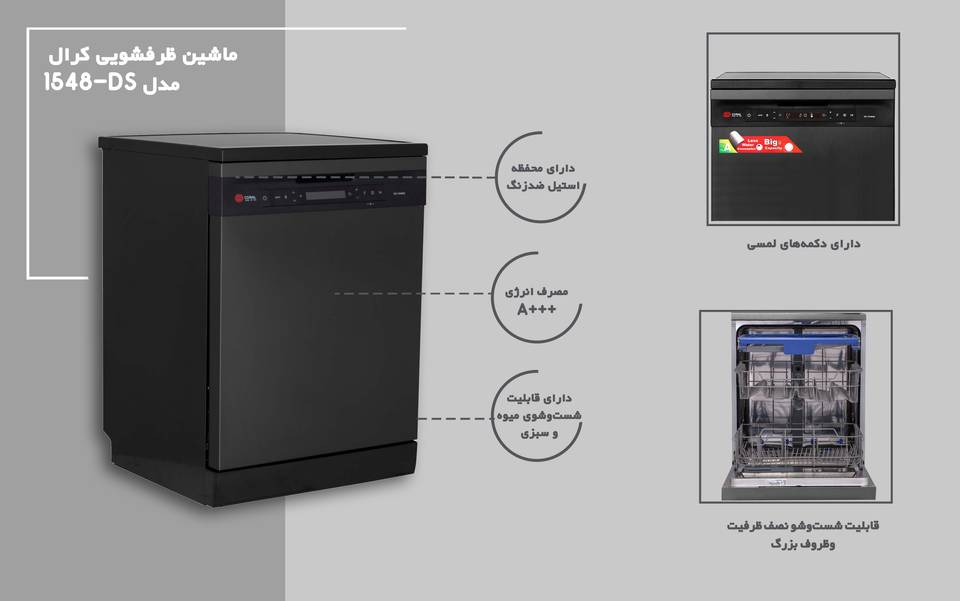 ماشین ظرفشویی کرال مدل DS-1548