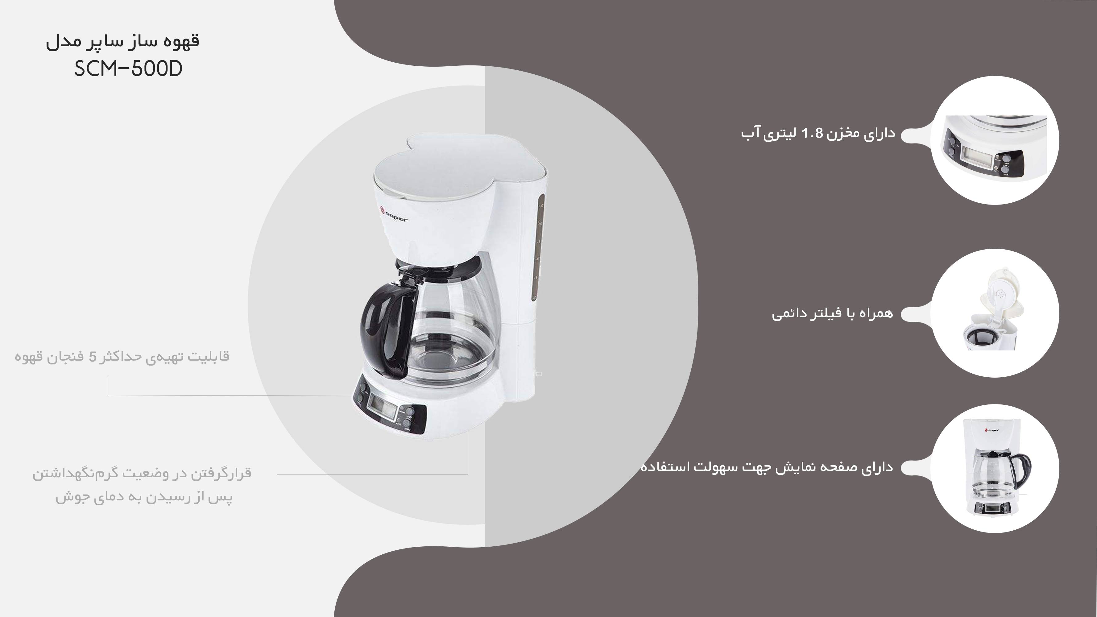 قهوه ساز ساپر مدل SCM-500D قهوه ساز ساپر مدل SCM-500D