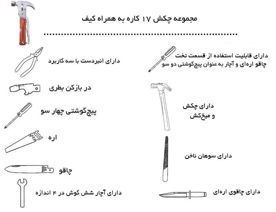 مجموعه چکش 17 کاره به همراه کیف مجموعه چکش 17 کاره به همراه کیف