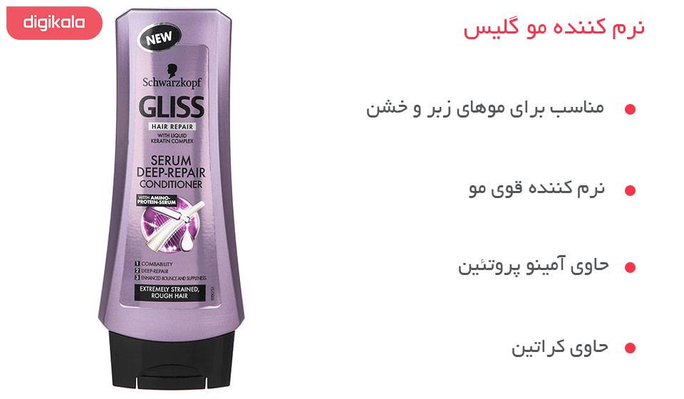نرم کننده مو گلیس مدل Deep Repair حجم 200 میلی لیتر نرم کننده مو گلیس مدل Deep Repair حجم 200 میلی لیتر
