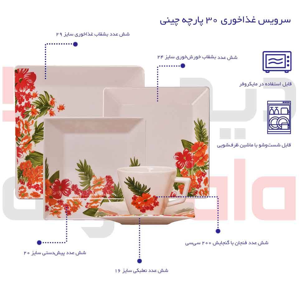 قیمت خرید سرویس غذاخوری چینی 30 پارچه آکسفورد مدل Tropical قیمت خرید سرویس غذاخوری چینی 30 پارچه آکسفورد مدل Tropical