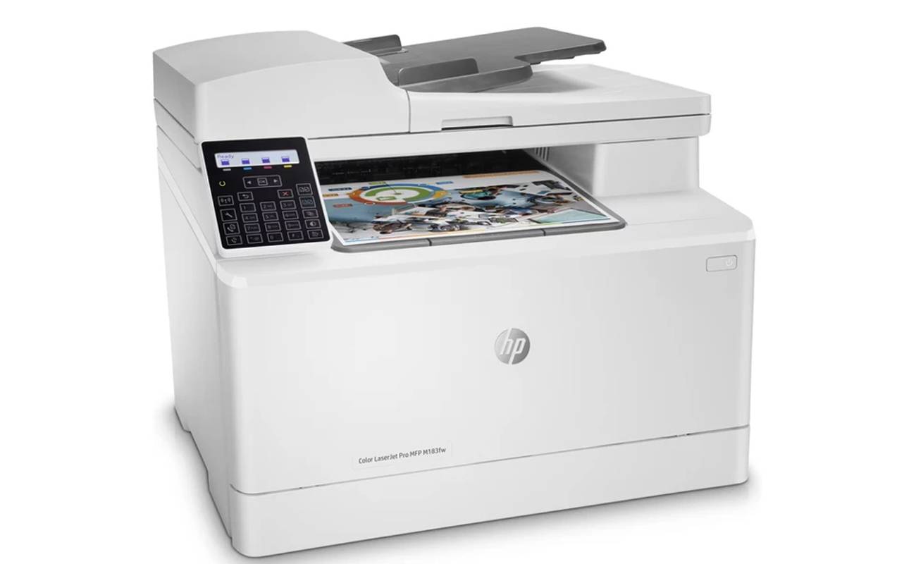 پرینتر اچ پی رنگی چهار کاره با چاپ لیزری مدل LaserJet Pro MFP M183fw، سایز چاپ A4، قابلیت چاپ دو رو 1 quality,q 70