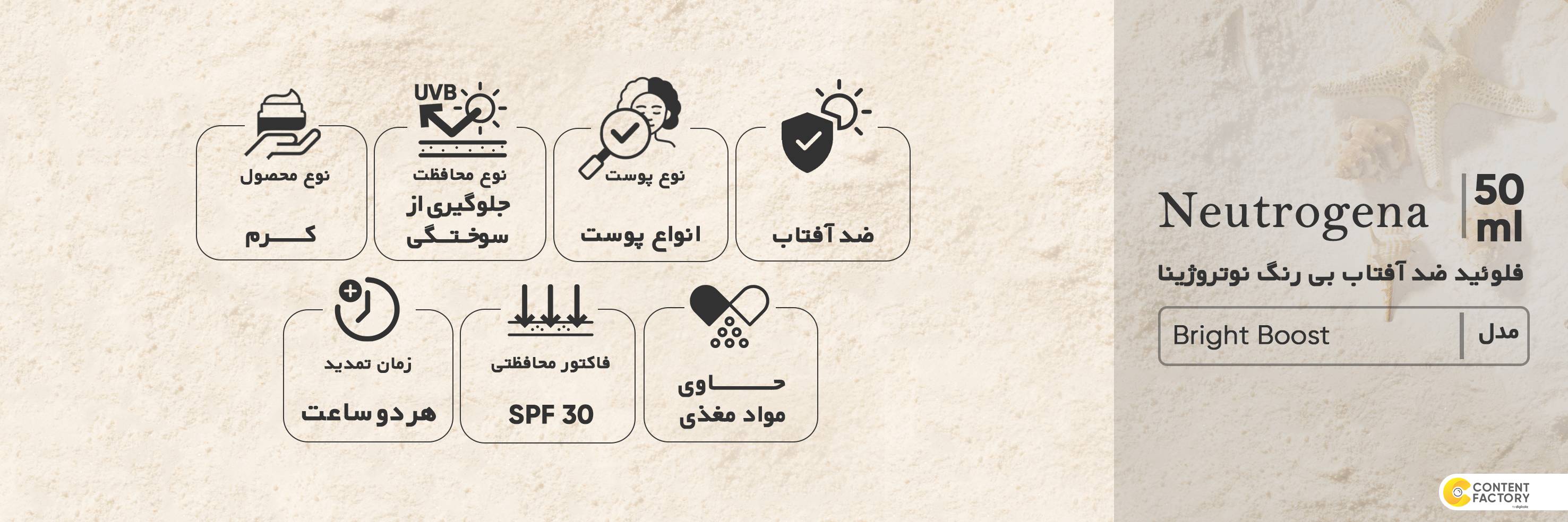 قیمت و خرید فلوئید ضد آفتاب بی رنگ نوتروژینا SPF30 مدل Bright Boost ...