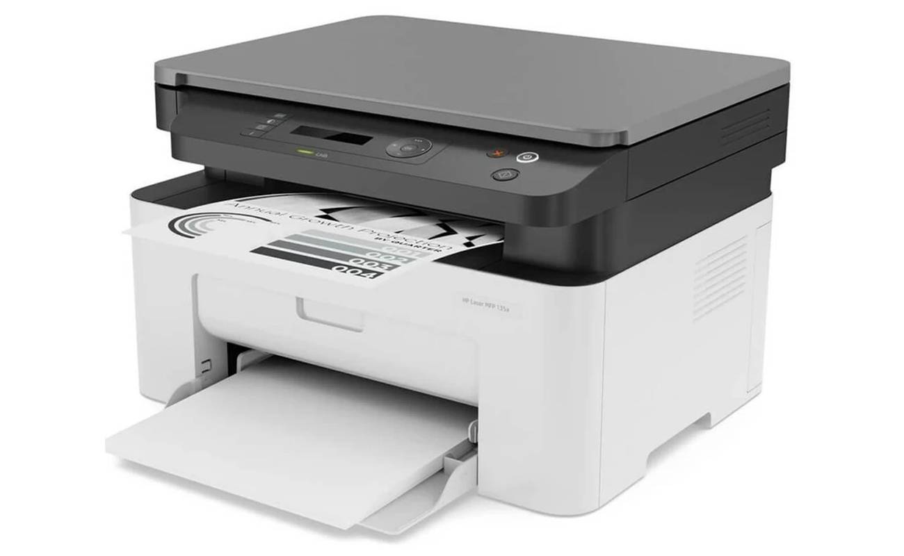 پرینتر اچ پی تک رنگ سه کاره با چاپ لیزری مدل Laser MFP 135a، سایز چاپ A4، سازگار با سیستم عامل ویندوز 7 و یا بالاتر 2 quality,q 70