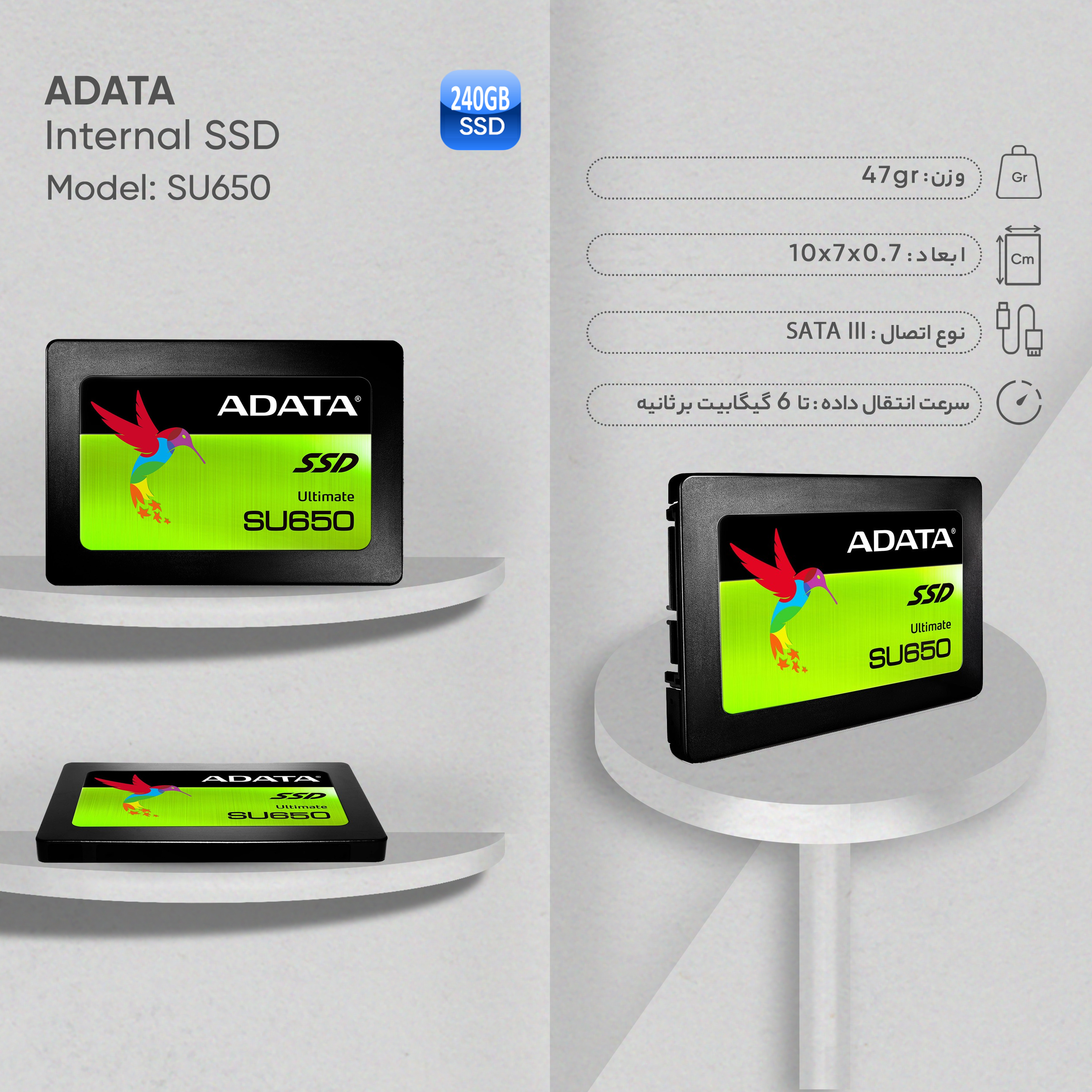 代引不可 ADATA Ultimate SU650 3D NAND 2.5" 480 GB SSD (ASU650SS-480GT-C) 並行輸入品  スマホ、タブレット、パソコン