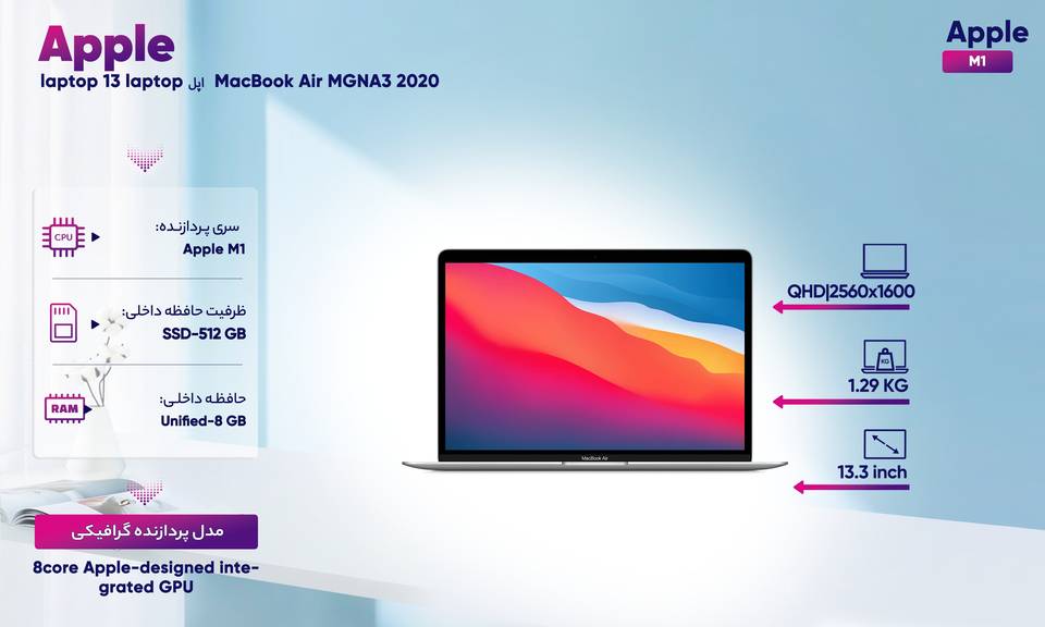 لپ تاپ 13 اینچی اپل مدل MacBook Air MGNA3 2020