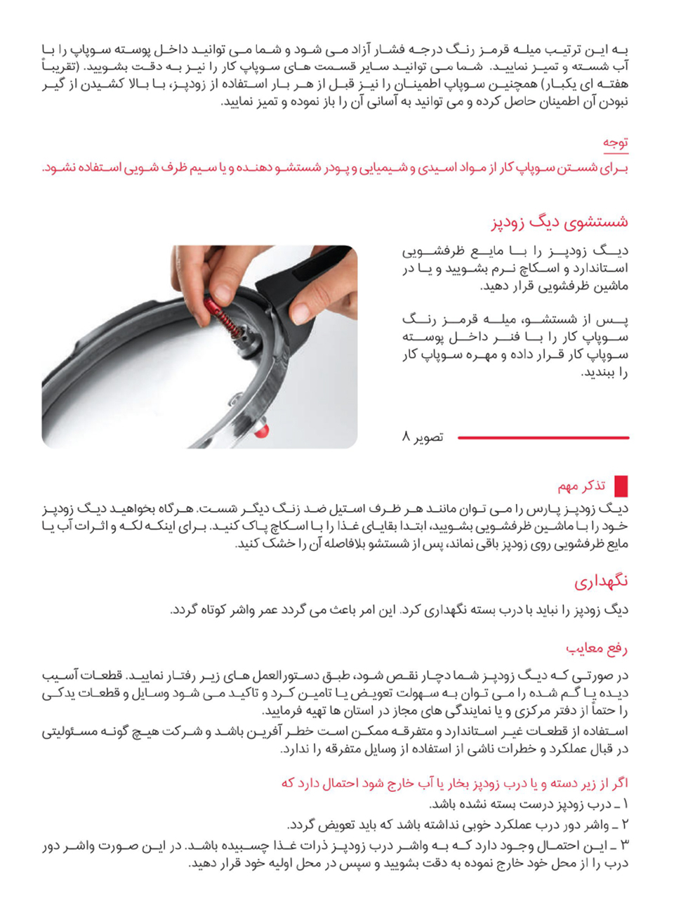 زودپز پارس استیل مدل کف سه لایه گنجایش 6 ليتر
